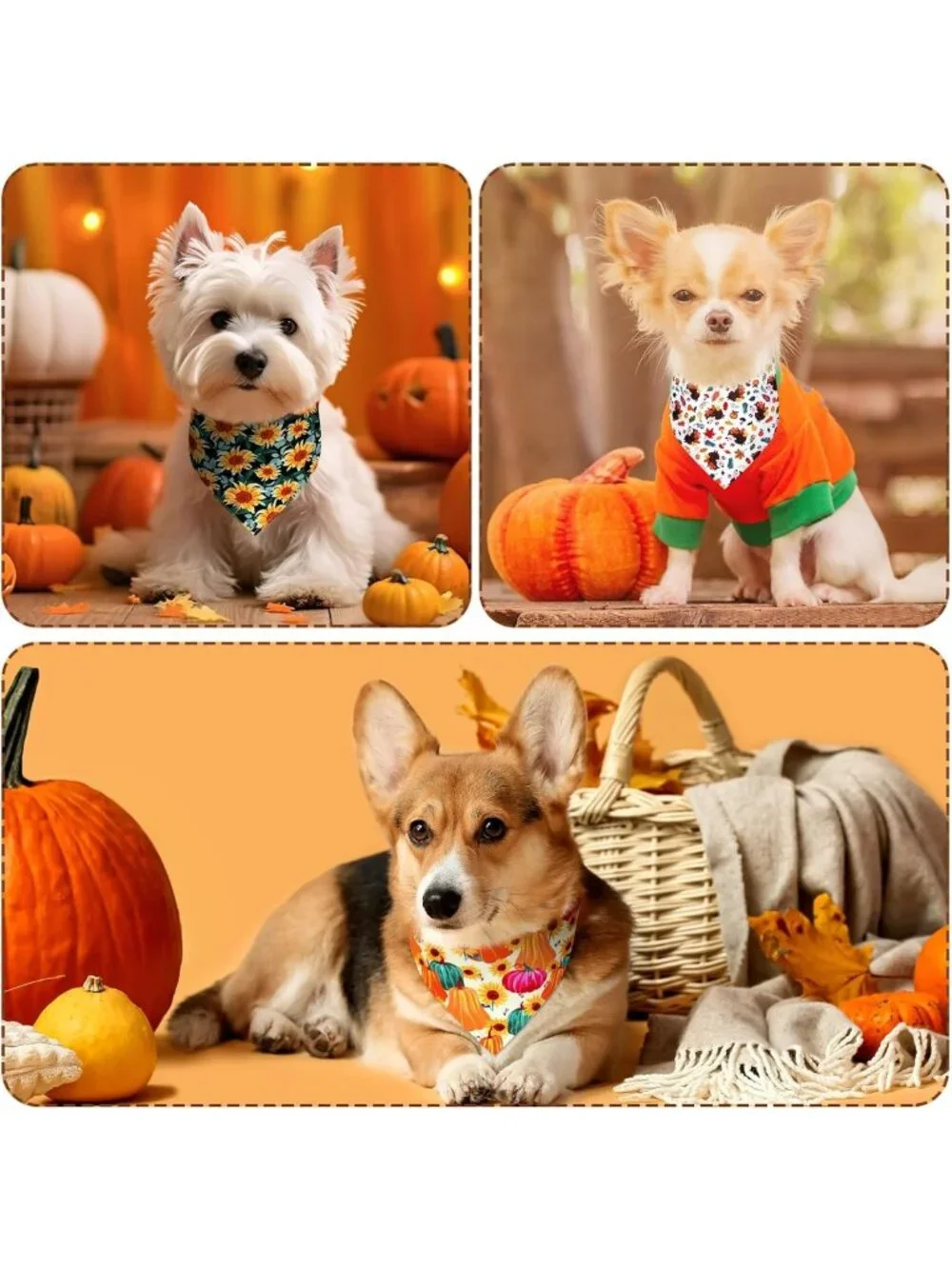 100 Pcs Adjustable Fall Dog Bandanas for Large Dogs - Bulk Pet Accessories